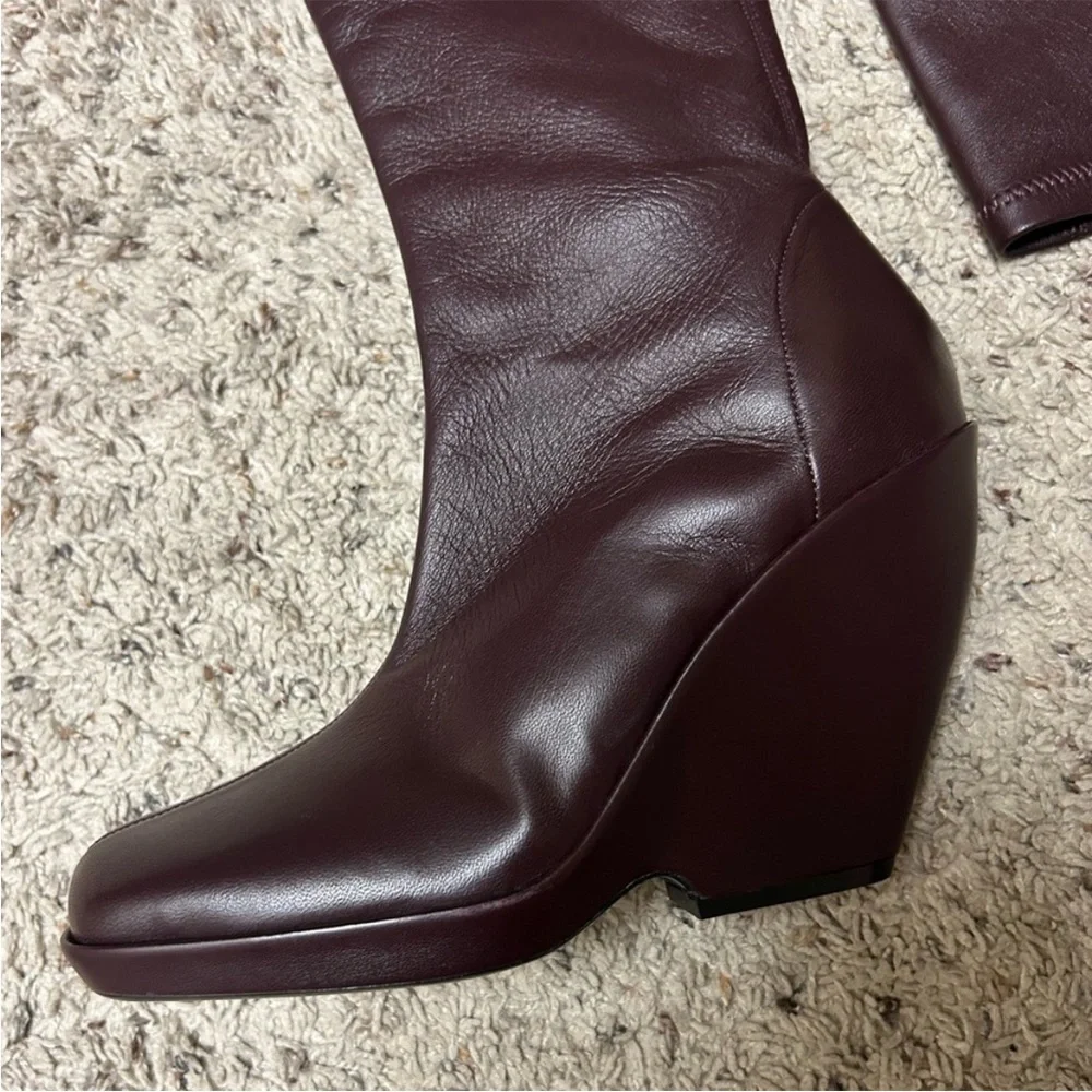 KHAITE Morgan over the knee burgundy boots - Picture 5 of 12